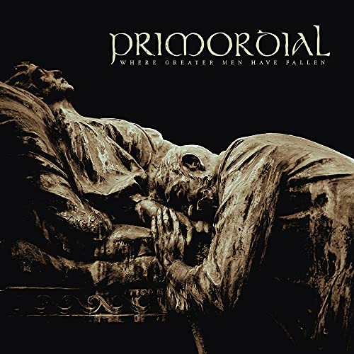 Album cover featuring a weathered stone sculpture of two figures against a black background.