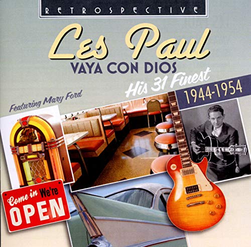 Les Paul CD cover with guitar, diner scenes, and vintage imagery.