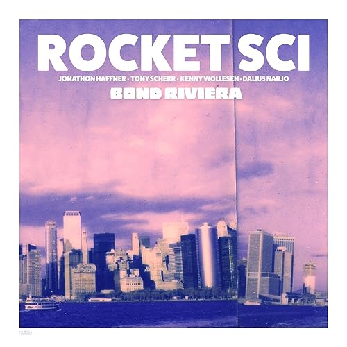 Vinyl album cover for Rocket Sci’s “Bond Riviera” with a city skyline.