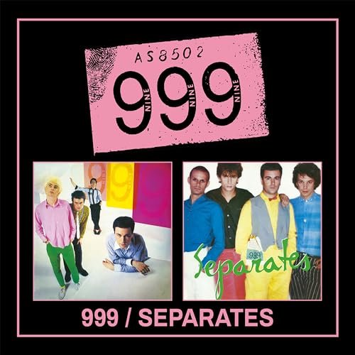CD cover for 999’s “Seperates” featuring band photos and pink text.