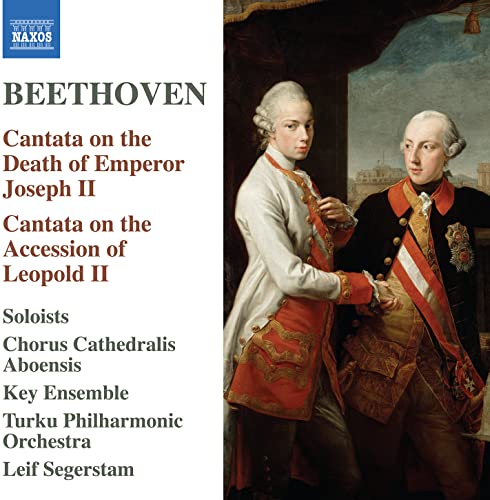 CD cover featuring portraits of two 18th-century men, text “Beethoven”.