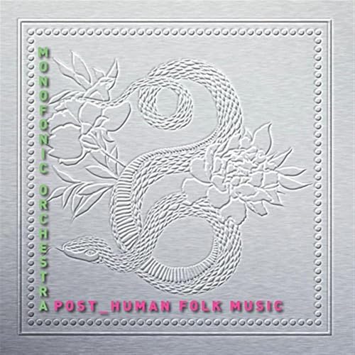 Silver CD cover with embossed floral and snake design, green text.