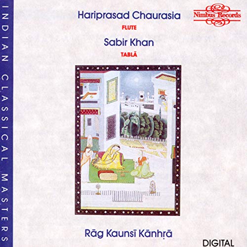 CD cover for Hariprasad Chaurasia’s “Rāg Kaunsī Kanhṛā” featuring a miniature painting.