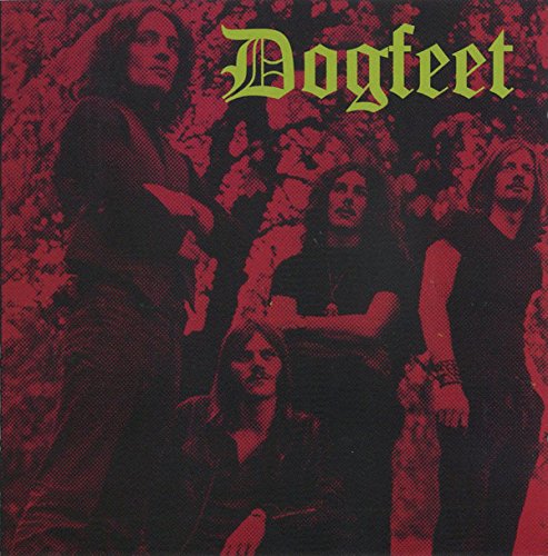 CD cover for Dogfeet, featuring a group portrait in red tones.