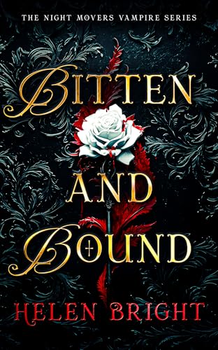 Book cover: dark floral background, white and red roses, gold title text.