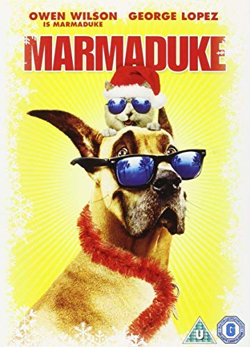 Dog and cat wearing sunglasses, movie poster for "Marmaduke.