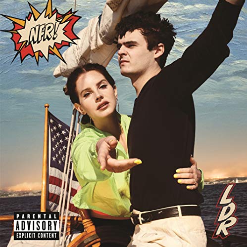 Lana Del Rey album cover, featuring a couple and American flags.