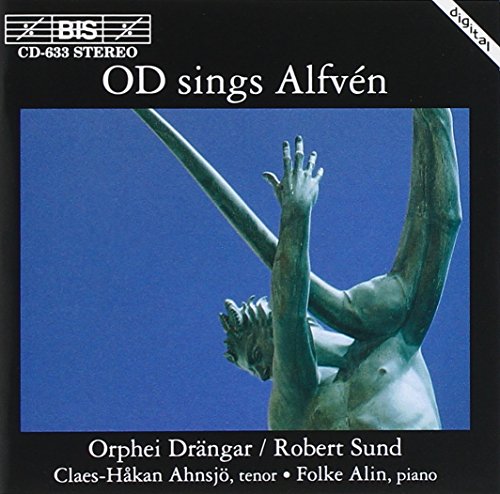 CD cover for Hugo Alfvén’s choral music featuring a bronze sculpture against blue.