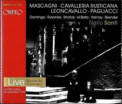 CD cover for operas "Cavalleria Rusticana" and "Pagliacci" with stage imagery.