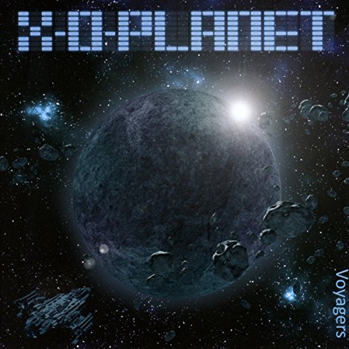 Album cover: a dark planet with asteroids in a starry space.