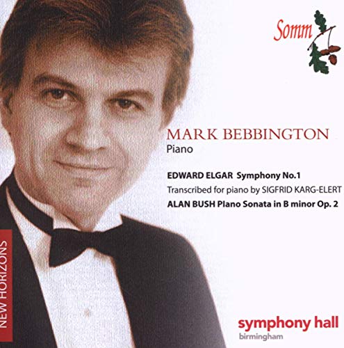 CD cover featuring pianist Mark Bebbington and text detailing Elgar's symphony.
