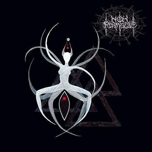 Black and white album cover with abstract figure and spiderweb design.