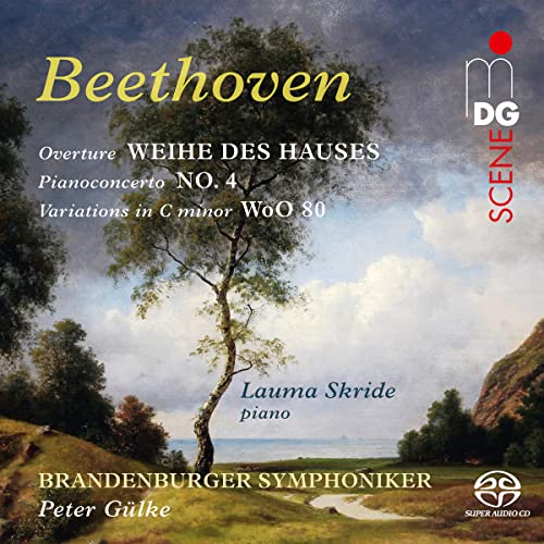 CD cover featuring a landscape painting and text listing Beethoven’s compositions.