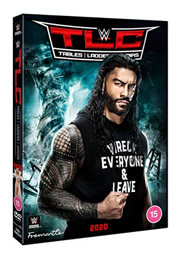 WWE TLC 2020 DVD cover featuring Roman Reigns with chains and ladders.