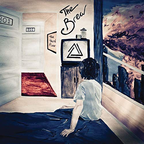 CD cover art: person viewing a television in a hallway.