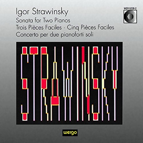 CD cover for Igor Stravinsky’s piano works with abstract red and black design.
