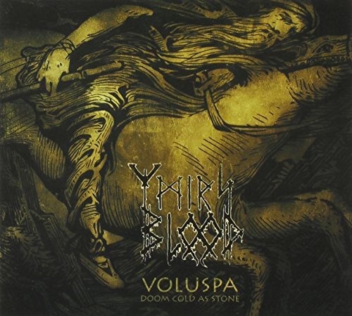 Golden, distressed artwork of a reclining figure with band name "Ymir's Blood".