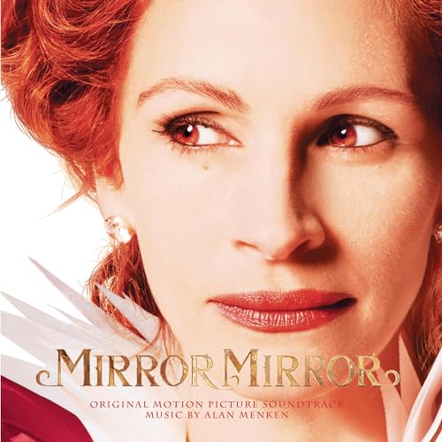 CD cover for "Mirror Mirror" soundtrack featuring a close-up of Julia Roberts.