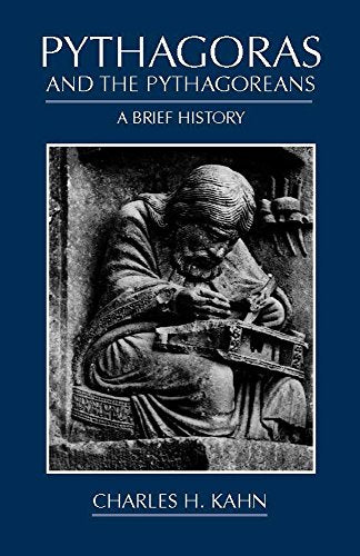 Book cover with ancient Greek theme, featuring Pythagoras and philosophical symbols.