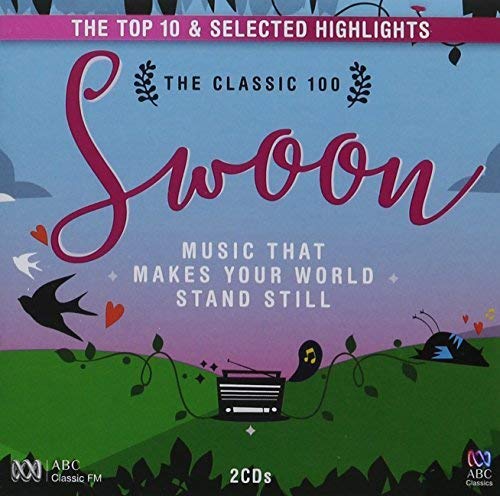 CD cover for “Swoon,” featuring script text, birds, and a radio.