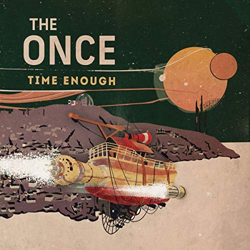 CD cover: retro-futuristic landscape with a rocket and planetary objects.