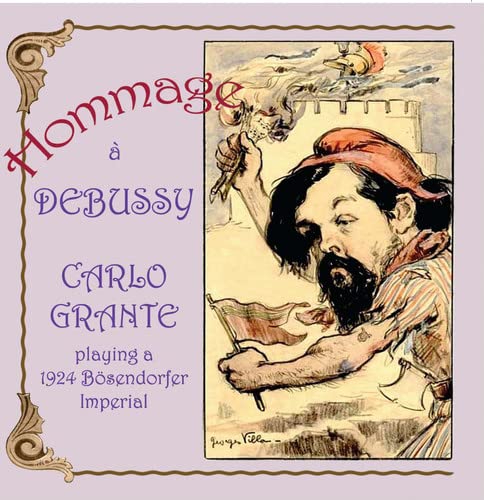 CD cover: illustration of a man with a flag, text “Hommage à Debussy”.