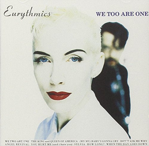 Eurythmics album cover: blonde woman with red lips, shadowed male figure.
