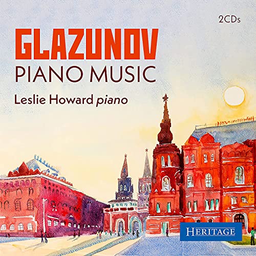 CD cover for Glazunov piano music performed by Leslie Howard, featuring Russian architecture.