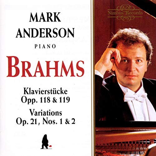CD cover featuring pianist Mark Anderson and text: Brahms, Klavierstücke, Variations.