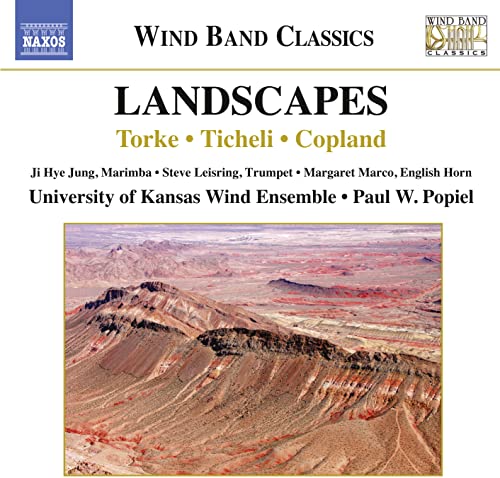 CD cover for "Landscapes" by University of Kansas Wind Ensemble, desert scene.