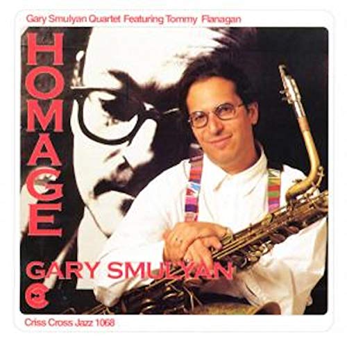 CD cover: Gary Smulyan with saxophone, portrait behind, red text.