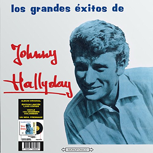 Vinyl record cover featuring Johnny Hallyday in blue tones.