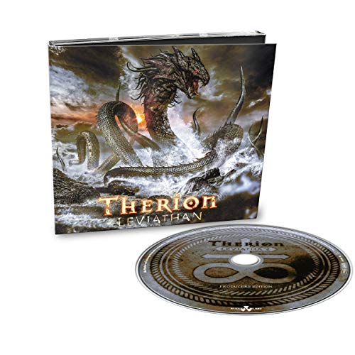 Therion’s “Leviathan” CD with dramatic artwork of a sea monster rising.