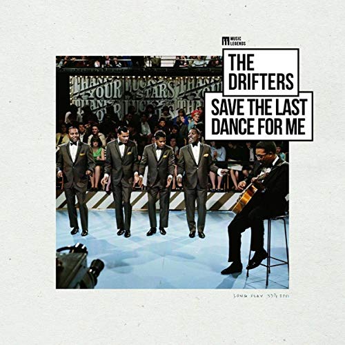 The Drifters in suits with a guitarist, album cover for "Save The Last Dance For Me".