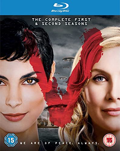 V" Seasons 1-2 Blu-ray cover featuring two women and a cityscape.