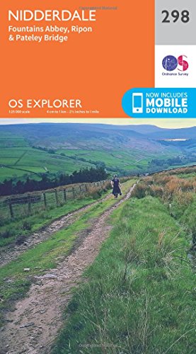 Nidderdale Map | Fountains Abbey, Ripon & Pateley Bridge | Ordnance Survey | OS Explorer Map 298 | England | Walks | Hiking | Maps | Adventure