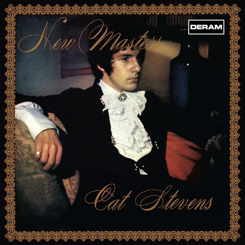 Cat Stevens album cover, "New Masters," with ornate gold border.