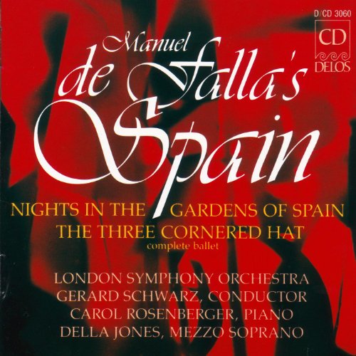 CD cover for Manuel de Falla’s “Spain” with red and black design.