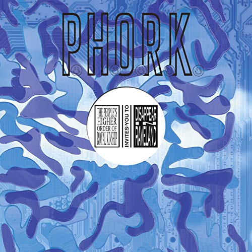 Vinyl record cover: blue abstract design with white text and faces.