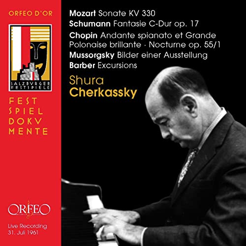 CD cover featuring pianist Shura Cherkassky in profile, playing a grand piano.