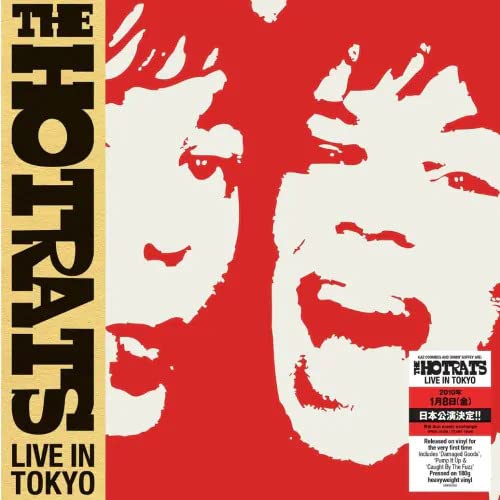 Red album cover featuring a white portrait and bold black text: "The Hotrats.