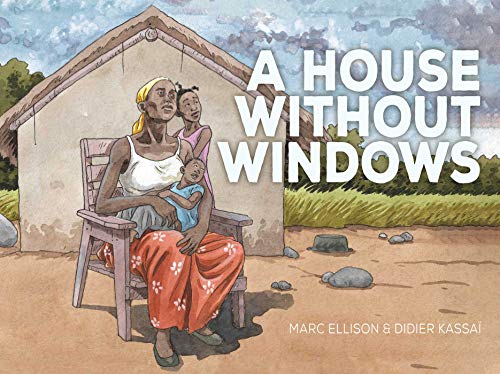 Book cover: woman with children seated before a simple house.