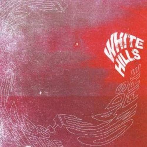 Red album cover with white text reading "White Hills - Heads On Fire".