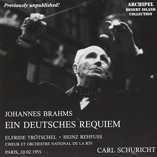 Black and white CD cover featuring choral conductors and text: "Ein Deutsches Requiem".