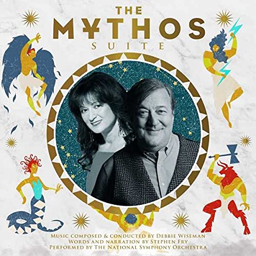 CD cover featuring portraits of Stephen Fry and Debbie Wiseman, surrounded by mythical figures.