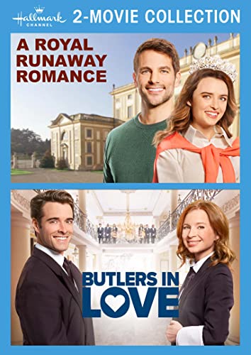 DVD cover for "A Royal Runaway Romance" and "Butlers in Love" Hallmark movies.