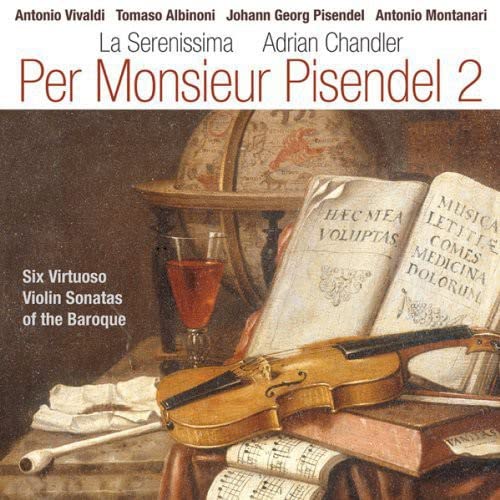 CD cover with violin, globe, books, and wine glass in a still life.