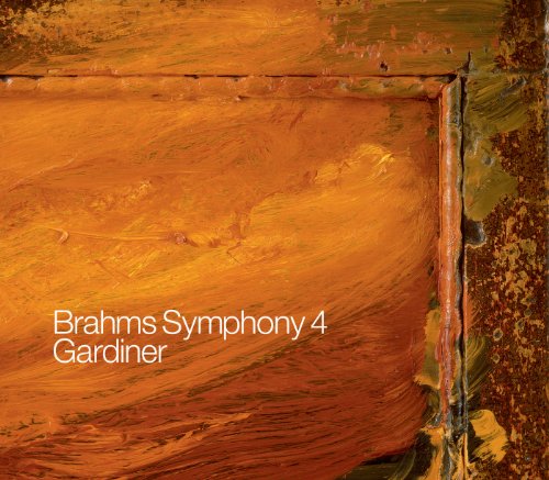 CD cover with abstract orange and brown paint, text: Brahms Symphony 4.
