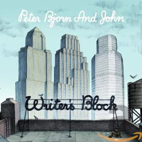 Writer's Block" CD cover with sketched city skyline and band name.