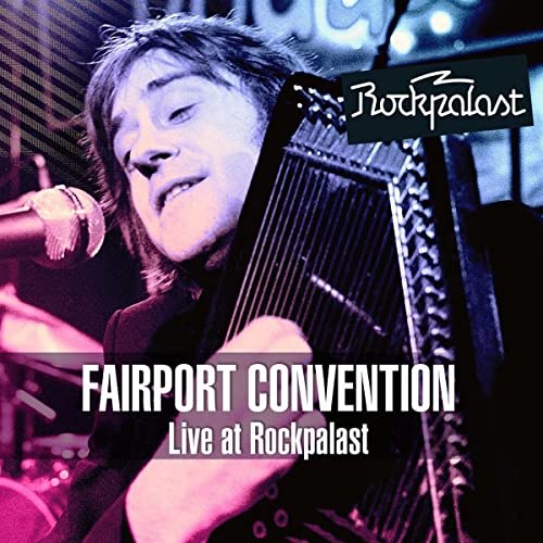 Fairport Convention album cover featuring a musician with a harp.